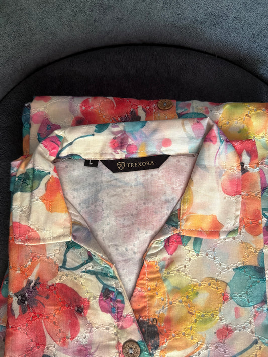 Shirt dress hacoba print reddish floral print