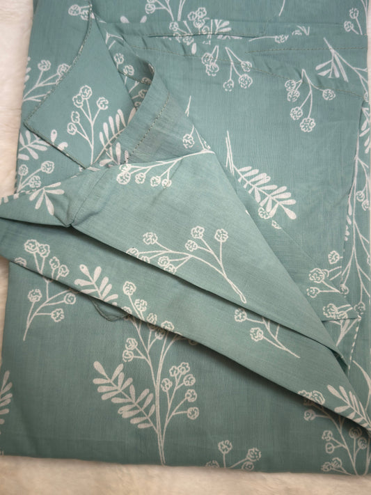 Light Mint Green Soft Cotton Kurti – Flap Neck