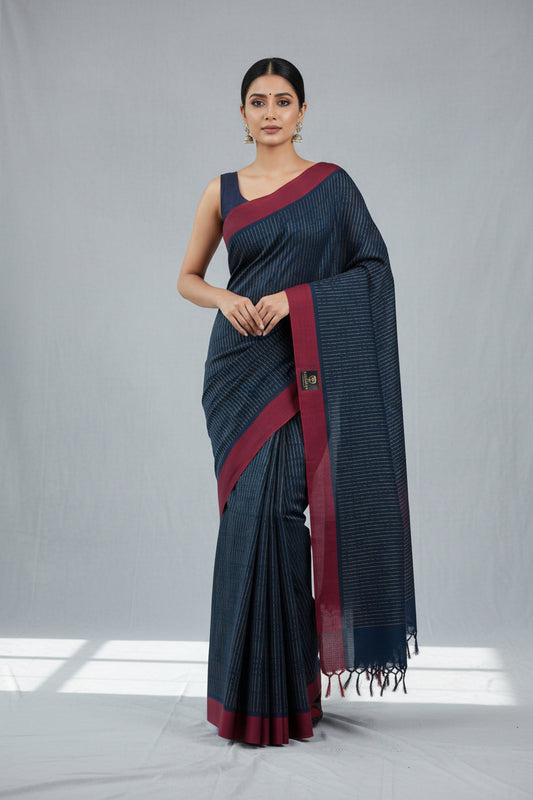 Pure Cotton Saree 🌿SAR_ DARK BLUE_033
