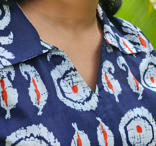 Blue & Red Cotton Co-Ord Set for Women – Stylish Daily Wear | MY Trexora
