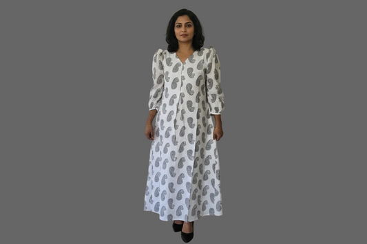White Paisley Print Cotton Kurti for Women – Soft & Elegant Daily Wear | MyTrexora
