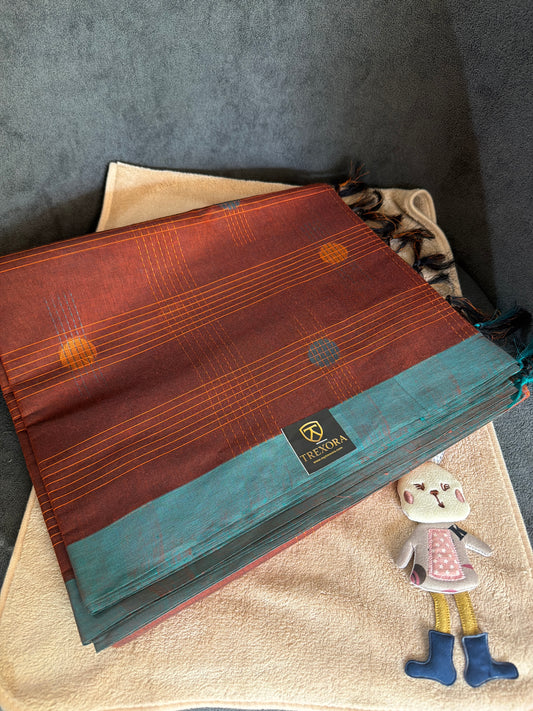 Pure Cotton Saree 🌿SAR_ LIGHT MAROON_032