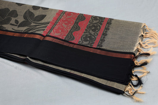 Pure Cotton Saree ✨SAR_ GRAY MAROON_028
