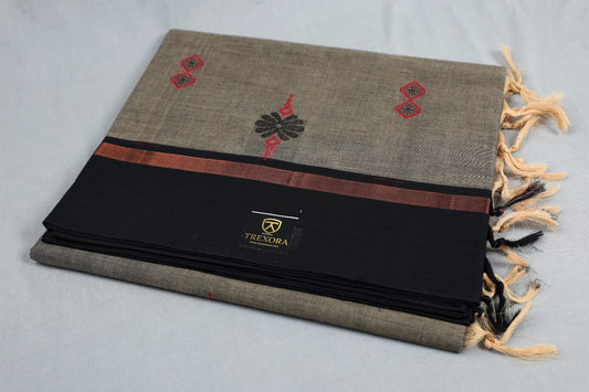 Pure Cotton Saree ✨SAR_ GRAY MAROON_028