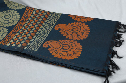 ✨ Pure Cotton Saree Collection ✨SAR_ DARKBLUE_034