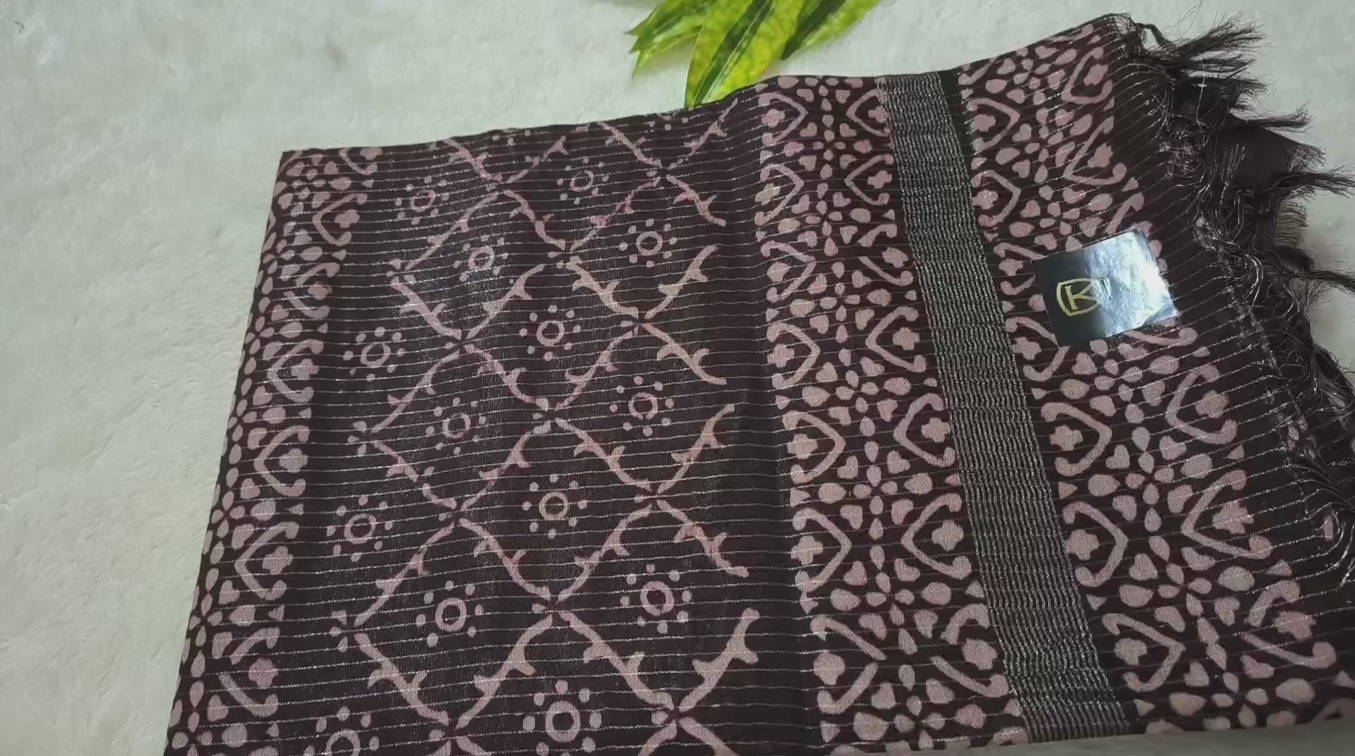 Pure Cotton Maroon Batik Print Saree with Checks & Floral Motifs | TREXORA Soft Lightweight Daily Wear Saree