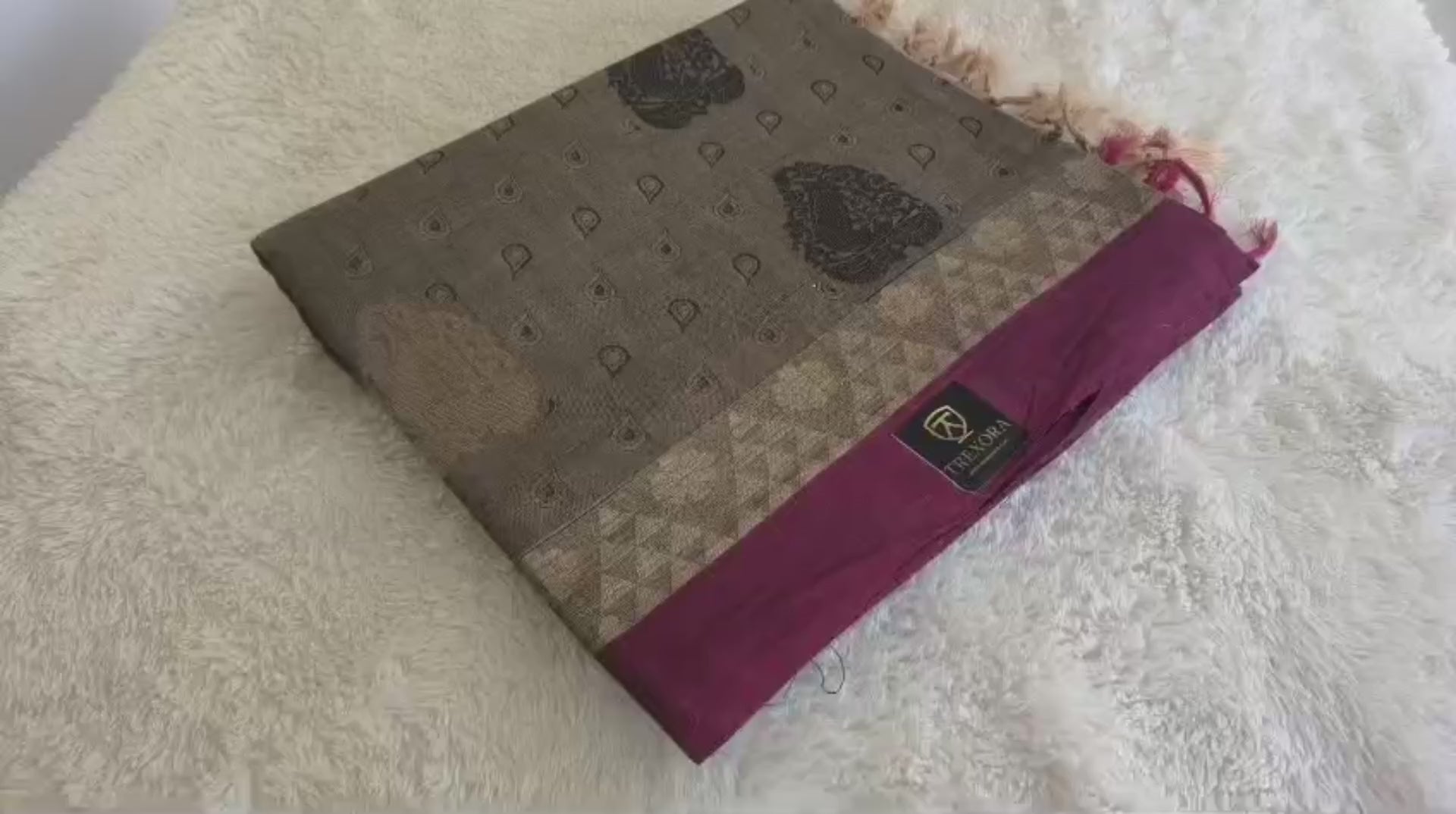 Brown & Maroon Paisley Weave Pure Cotton Saree