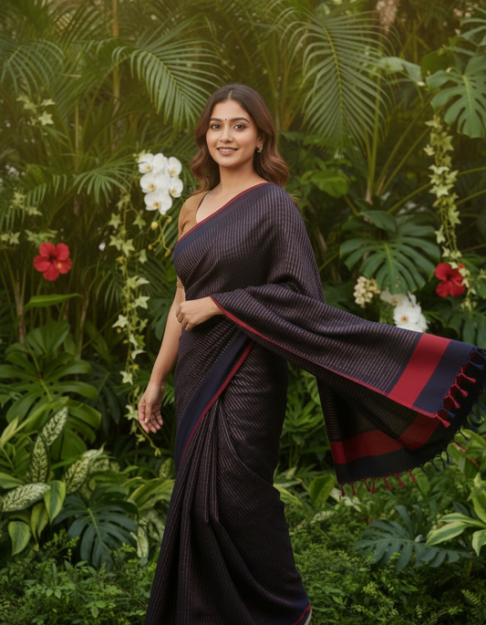Pure Cotton Saree with Red Border – Trexora Premium Collection