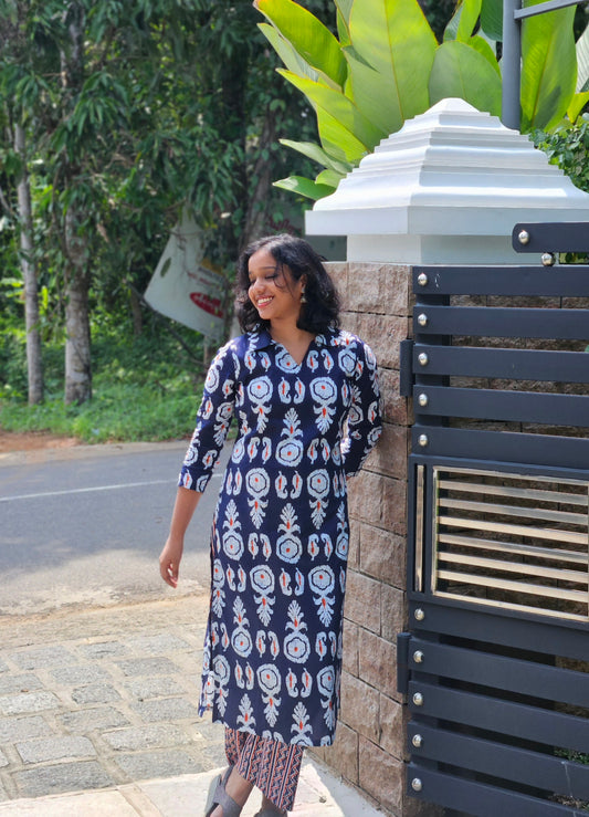 Blue & Red Cotton Co-Ord Set for Women – Stylish Daily Wear | MY Trexora