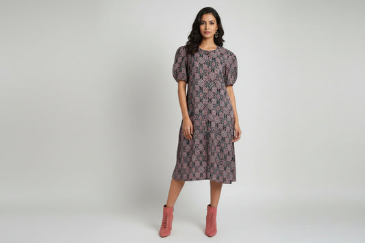 Black & Red Katha Cotton Kurti – Elegant Ethnic Daily Wear | MY Trexora/TRX_KUR_0021
