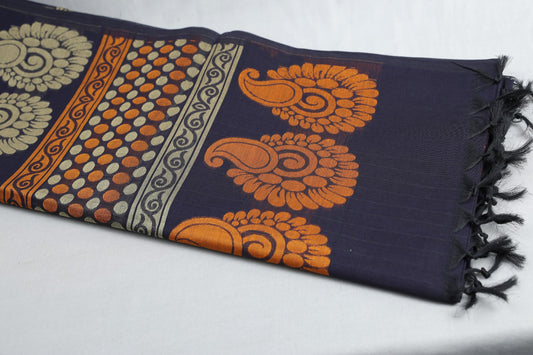 Premium Cotton Saree for Women – Soft & Elegant Daily Wear | MY Trexora|SAR_DARK BLUE_2010