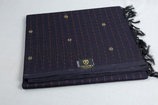 Premium Cotton Saree for Women – Soft & Elegant Daily Wear | MY Trexora|SAR_DARK BLUE_2010